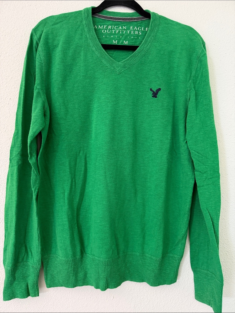 American Eagle Outfitters Men’s Bright Green V-Neck Sweater